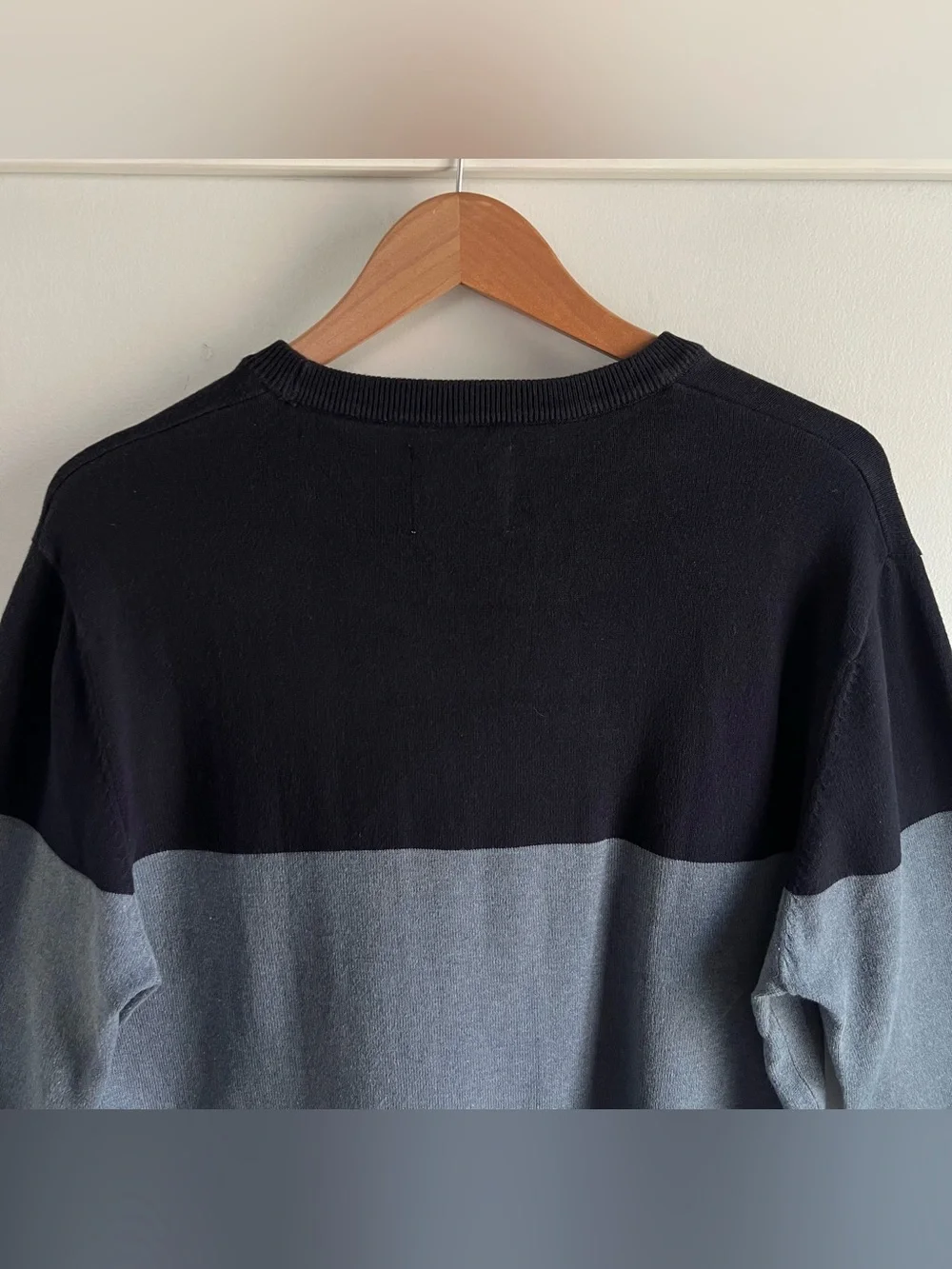 Springfield Men’s Colorblock Crew Neck Sweater Navy & Blue Cotton Size Large